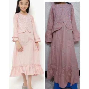 4 s/d 12/Pakaian MUSLIM anak PEREMPUAN/Dress Anak/KIDZ TOO/DUSTY PINK Multicolor