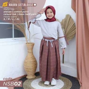 Set Gamis Trendi Anak Perempuan | Naura Set Blouse (Abu, Maroon) Multicolor