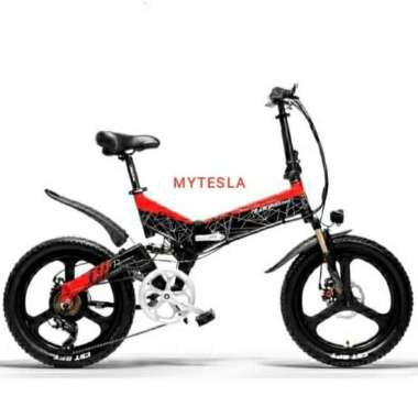 sepeda listrik lipat lankeleisi g650 deluxe version -black/red - Multicolor