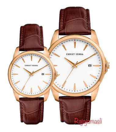 Jam Tangan CHRIST VERRA CV12073 Classic Leather Strap Original Analog WANITA Rosegold