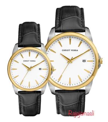 Jam Tangan CHRIST VERRA CV12073 Classic Leather Strap Original Analog PRIA Silver Gold