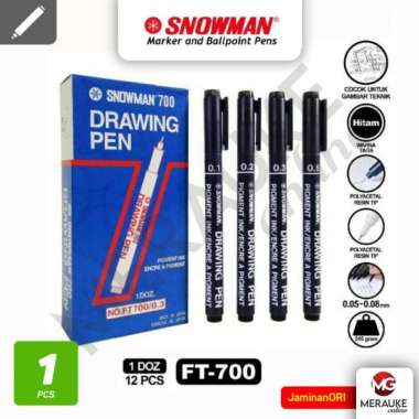 Spidol SNOWMAN Drawing Pen - Hitam 0.1