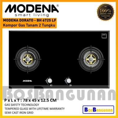 Kompor Gas MODENA BH 6725 LF / Kompor Tanam MODENA BH6725LF / Kompor Gas Tanam MODENA 2 Tungku INSTA