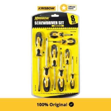 Krisbow Screwdriver Obeng Plus & Minus 8 Pcs - Kuning