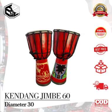 Kendhang Jimbe Djembe 60 CM Alat Musik Traditional Perkusi Gendang Reggae Motif Dan Polos Carving