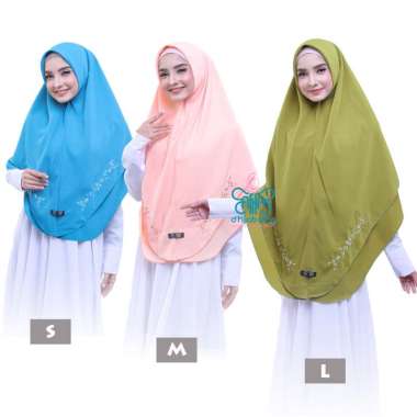 AFNA Khimar Saila - Jilbab Hijab Khimar Segi Empat Instant polos Premium S Biru Tosca Tua
