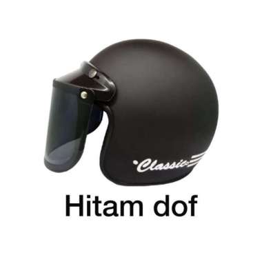 HELM BOGO GARIS KACA DATAR FREE PACKING BOX KACA DATAR SMOKE Hitam Dof