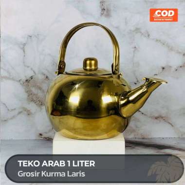 TEKO AIR ZAMZAM TEKO ARAB STAINLESS STEEL GOLD UKURAN 1 LITER