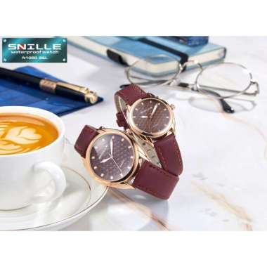 Snille Jam Tangan Kulit Pria Wanita Couple Unisex Original Asli Anti Air Waterproof 1050 COUPLE Cokl