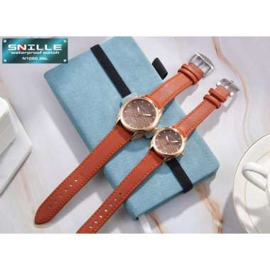 Snille Jam Tangan Kulit Pria Wanita Couple Unisex Original Asli Anti Air Waterproof 1050 COUPLE Cokl