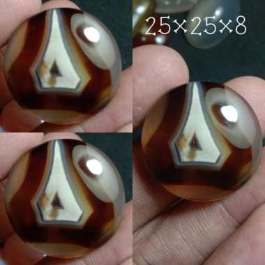 Akik Natural Batu Motif Gambar Yaman Hitam Segitiga Putih Unik Antik