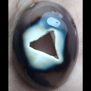 Akik Natural Batu Motif Gambar Yaman Hitam Putih Goa Bolong UnikAntik2