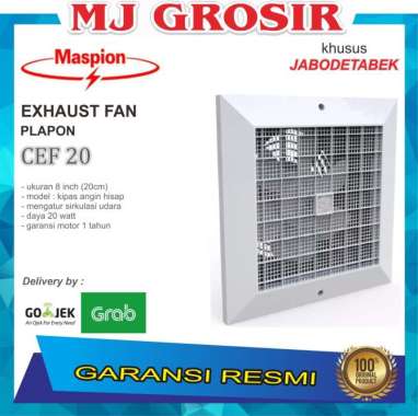 KIPAS ANGIN EXHAUST FAN MASPION CEF 20 8 INCH HISAP PLAPON packing bubble