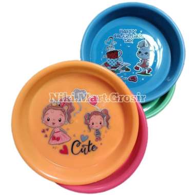 Nampan Plastik Kartun Kecil / Lengser Plastik Kartun / Nampan Plastik Bulat Kecil biru