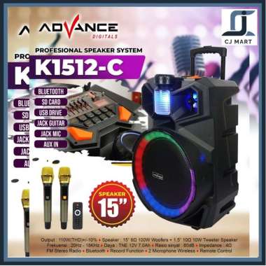 Advance K1512C Speaker Meeting Bluetooth 15 Inch Free 2 mic wireless