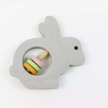 George Baby Silicon Teether Rattle Rabbit Abu-abu