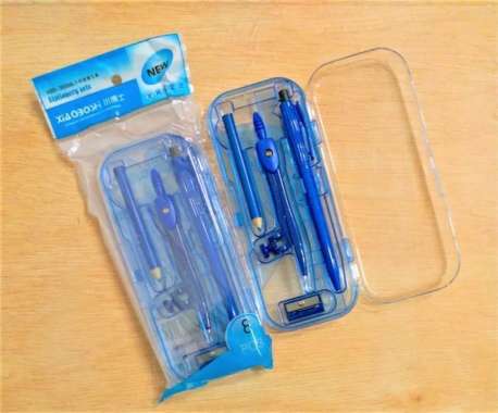 Jangka Set Anak Sekolah Jangka Pensil Pulpen + Mistar Set Multicolor