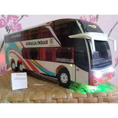 Miniatur Bus Bis Rosalia Double Decker Lampu Multicolor