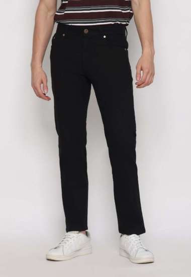 POLICE Celana Denim Stretch Panjang V Pocket Hitam Regular Fit Pria 30 Hitam