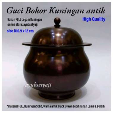 Bokor Kuningan antik 03 ( D10.9 x 12cm ) Tempat Dupa Ratus Wadah Air Suci Bali Guci no3 P3T hiolo Br