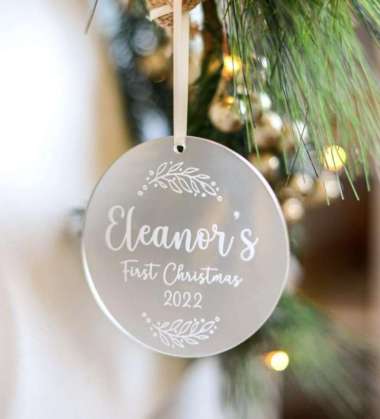 Custom Hiasan Natal Tag Hampers Frost Acrylic Christmas Label Tag