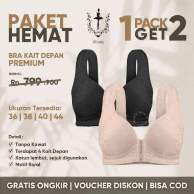 WIMIU PAKET 2 PCS BH Wanita Premium Bra Wanita Wanita BEHA 100094 Black&pink 36