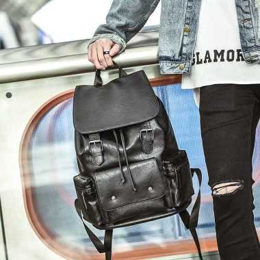 Laorigin Kulit PU Pria Wanita (Absolute) Tas Ransel Kulit PU (Absolute) Tas Pria Wanita Kulit PU (Ab