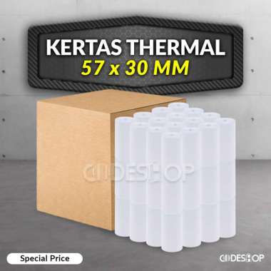 1 Dus Kertas Kasir Thermal 57x30mm / 57 x 30 / 57x30 mm Struk Nota Coreless