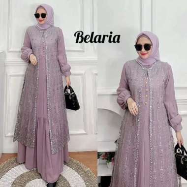 Dress Bellaria Brukat Terbaru Jumbo LD 120 Gamis Pesta Warna Sage Matt Ceruty Babydoll Full Puring M