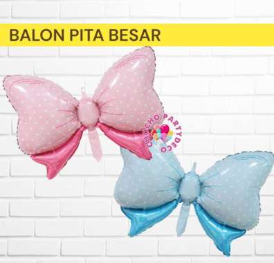 Balon PITA BESAR / Balon Foil Bow Pita Rambut Biru Pita