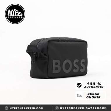 Tas HUGO BOSS BIG TEXT PLAIN BLACK POUCH 100% ORIGINAL 23x14x10cm