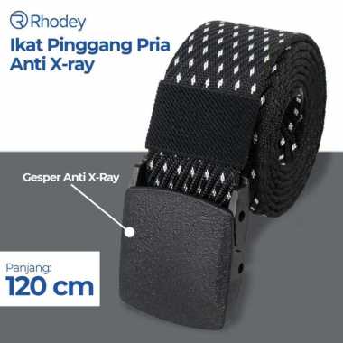 Rhodey Tali Ikat Pinggang Pria Anti Xray Plastik Canvas Non Metal Automatic  Buckle - Green Army