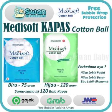 Medisoft Cotton Balls / Kapas Pembersih Bayi Hijau 120 gram