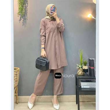 Dealova Set Tunik - One Set Wanita Long Tunik Rayon Premium Setelan Wanita Kekinian Ruffle Lengan Pa
