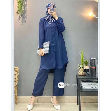 Dealova Set Tunik - One Set Wanita Long Tunik Rayon Premium Setelan Wanita Kekinian Ruffle Lengan Pa