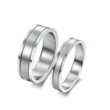 SALE / OBRAL Cincin Couple Titanium / Cincin Couple Ring / Couple Pasangan / Cincin Tunangan C054 Cewek uk 5