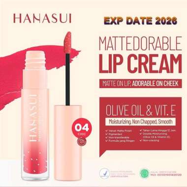 HANASUI Matte Lipstick Lip Cream Balm Pewarna Pelembab Bibir 04 Chic