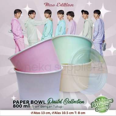 Paper Bowl Motif Pastel 800ml + TUTUP