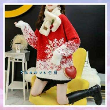 SUPERVICE IMPORT WOMAN WINTER AUTUMN SWEATER TOP CHRISTMAS EDITION SNOW MANTEL JAKET WANITA MUSIM DI