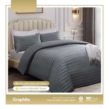 Sprei Microtensel 90x200 Fitted sheet dengan karet motif salur - Seprai Guest House Homestay Villa T