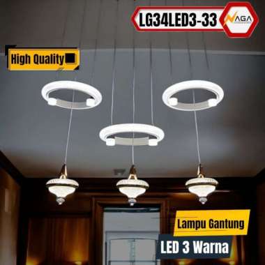 Lampu Gantung Minimalis LED Dekorasi Model 3 Lampu 3 Ring Multicolor