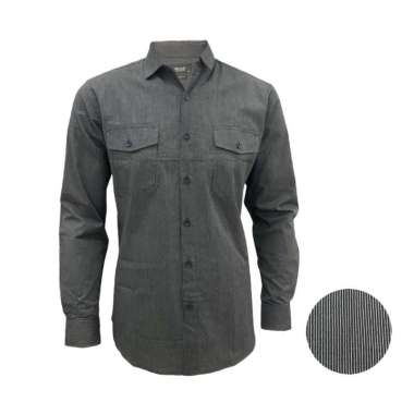 Redcliff Kemeja Pria Motif Salur Panjang Hitam 6BK3586I L