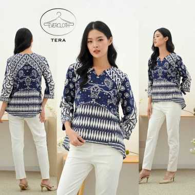 Evercloth Tera Atasan Batik Wanita Blouse Batik Perempuan Lengan Panjang L