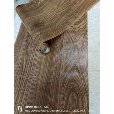 Wallpaper Stiker Dinding Ruangan Lemari pintu mija motif kayu coklat