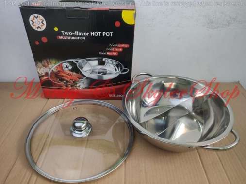 Panci Shabu Shabu 28cm Panci Shabu Sekat 2 Suki Pan Stainless Multicolor