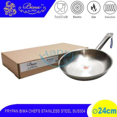 BIMA CHEFS 20-24CM FRYPAN | PANCI PENGGORENGAN STAINLESS STEEL SUS 304 24CM