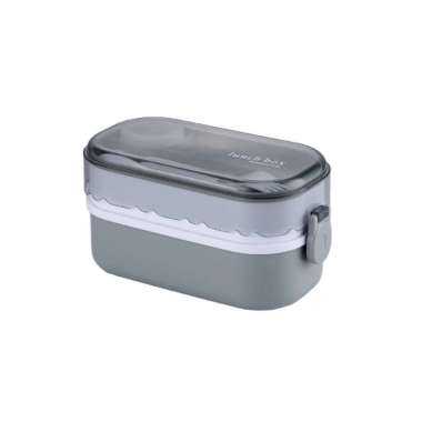 OEM ONE-C985 Lunch Box Bento Set 1000ML dengan Sendok Garpu BPA FREE / Kotak Makan 2 Tingkat Anti Tu