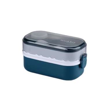OEM ONE-C985 Lunch Box Bento Set 1000ML dengan Sendok Garpu BPA FREE / Kotak Makan 2 Tingkat Anti Tu