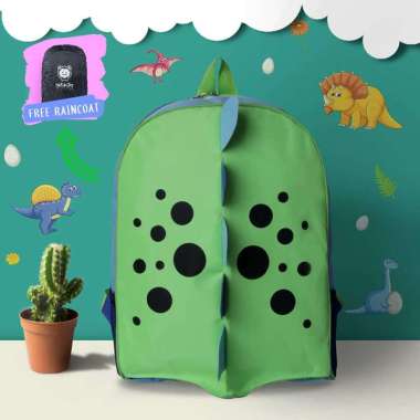 tas anak laki Laki Motif Dinosaurus Bahan D300 Brand Infikids