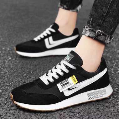 MIVASO Sepatu Sneakers Sport Pria ELVE Fashion Man IMPORT 42 HITAM